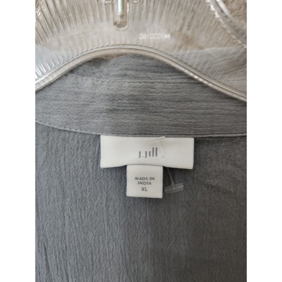 J Jill Button Front Blouse Womens XL Gray Ombre Gauze Lightweight Tie Front - Picture 5 of 8